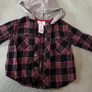 Tommy Bahama Black & Red Plaid Hooded Shirt Jacket